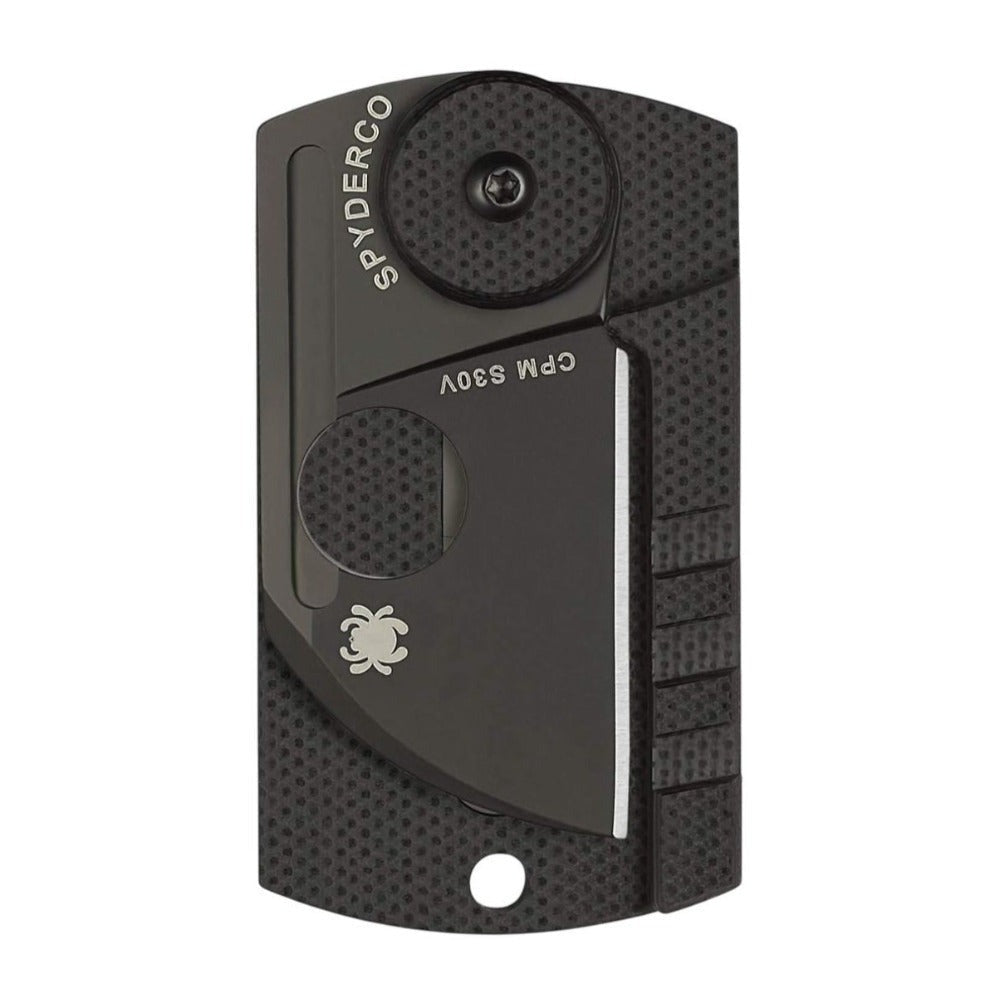 Spyderco Dog Tag Non Locking Black Folding Knife with CPM S30V Steel Blade