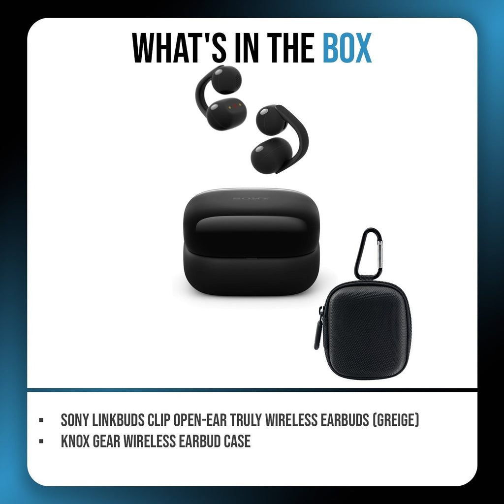 Sony LinkBuds Clip Open-Ear Truly Wireless Earbuds with Case Bundle (Black)