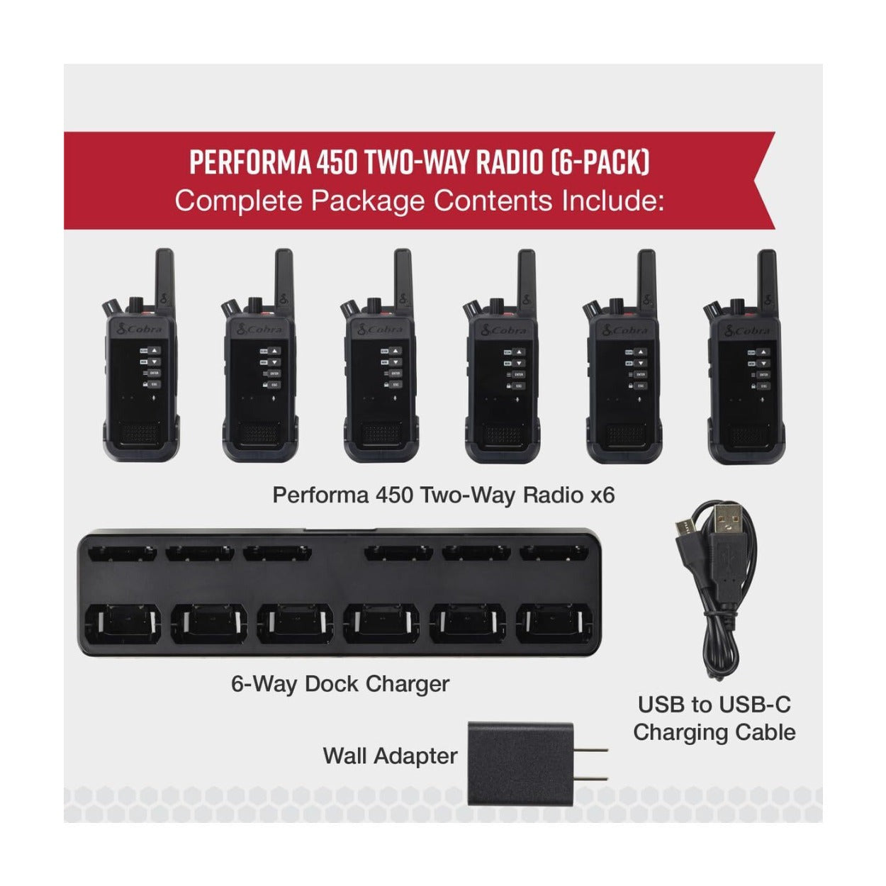 Cobra Performa 450 6-Channel Waterproof Business Two-Way Radios (6-Pack)