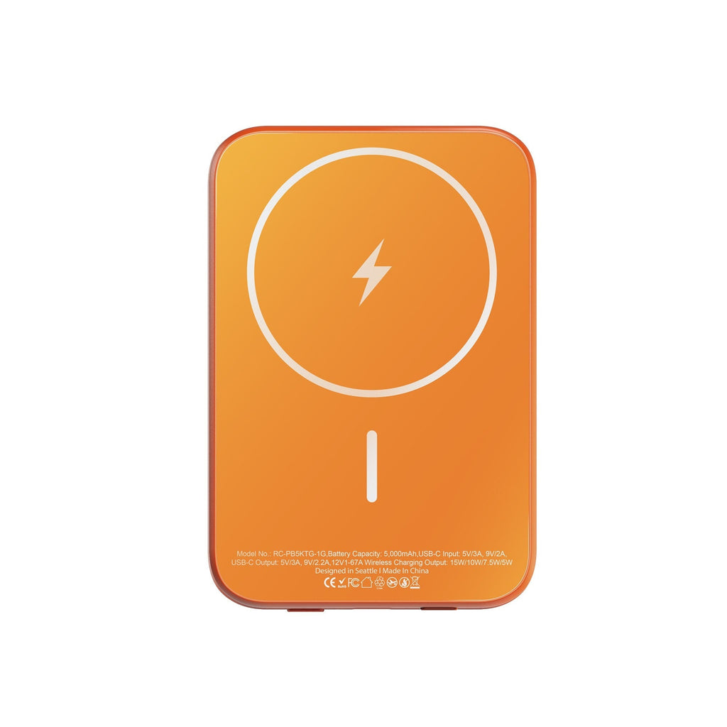 ReelCharge ReelSafe 5,000 mAh Glass Power Bank (Orange)