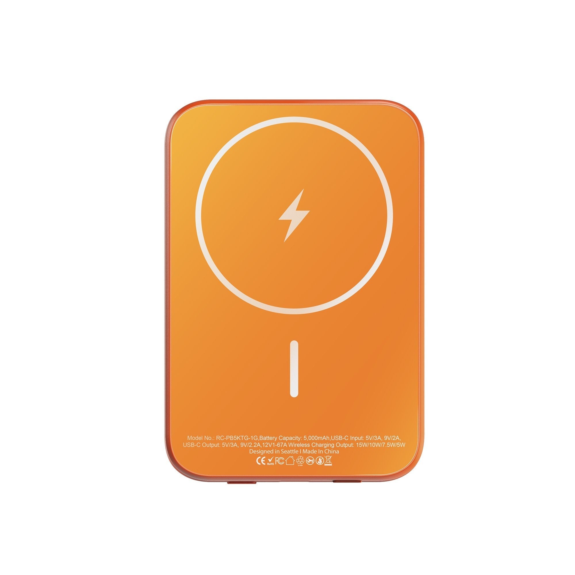 ReelCharge ReelSafe 5,000 mAh Glass Power Bank (Orange)