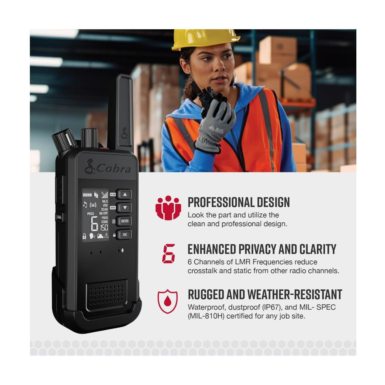 Cobra Performa 450 6-Channel Waterproof Business Two-Way Radios (6-Pack)
