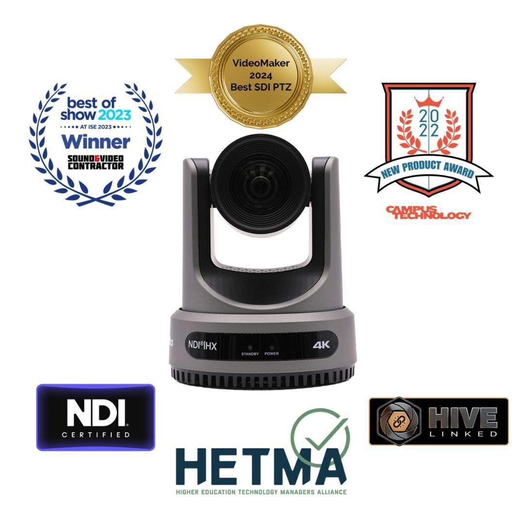 PTZOptics Move 4K PTZ Camera with NDI HX3, 12X Optical Zoom Range, and In-Built Auto Tracking (Gray)