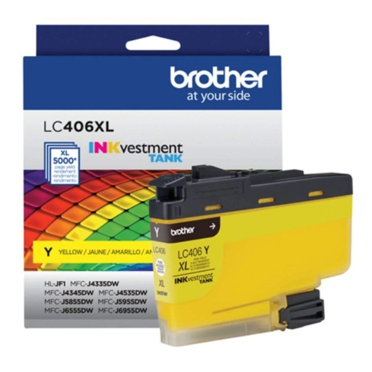 Brother LC406XLY Yellow INKvestment Tank Cartridge with High-Yield 5,000 Pages and Mess-Free Design
