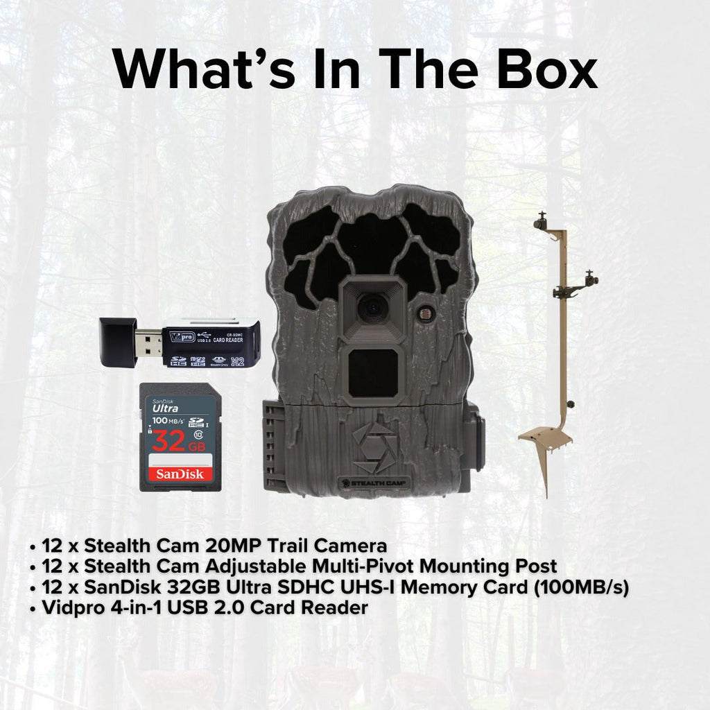 Stealth Cam 20MP Trail Camera with 60 Feet Range Detection (2-Pack) x 6 Bundle
