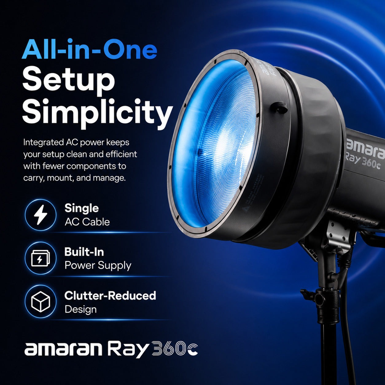 Amaran Ray 360c Full-Color COB Video Light (US) Bundle with Fresnel Light Modifier