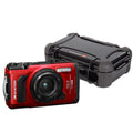 OM SYSTEM Tough TG-7 Digital Camera (Red) Bundle with Waterproof Hard Case