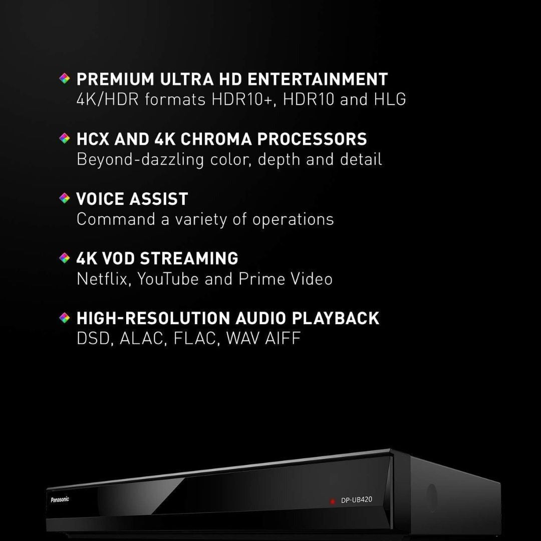 Panasonic DP-UB420-K 4K Ultra HD Blu-ray Player, HDR10+, Hi-Res Audio (Black) (Certified Refurbished)