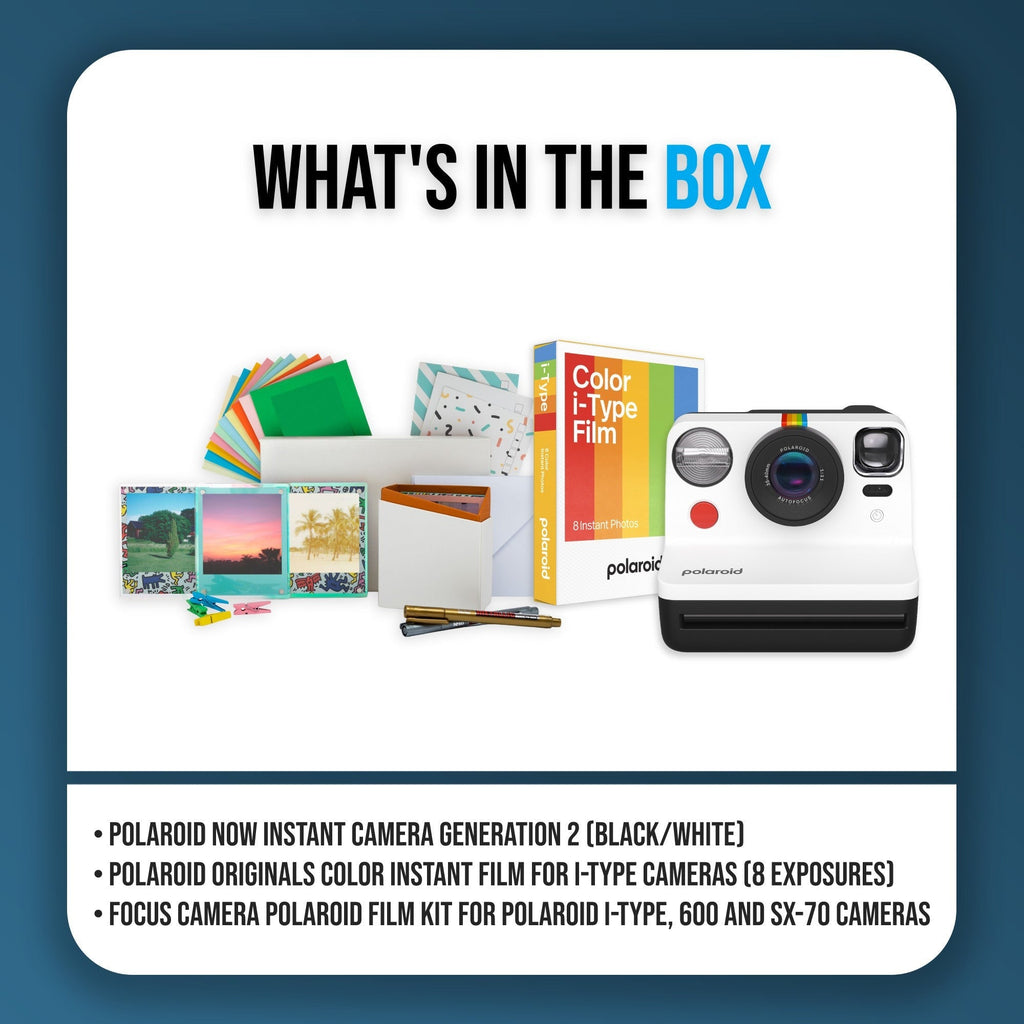 Polaroid Originals Now i-Type Instant Film Camera (Black and White) Bundle