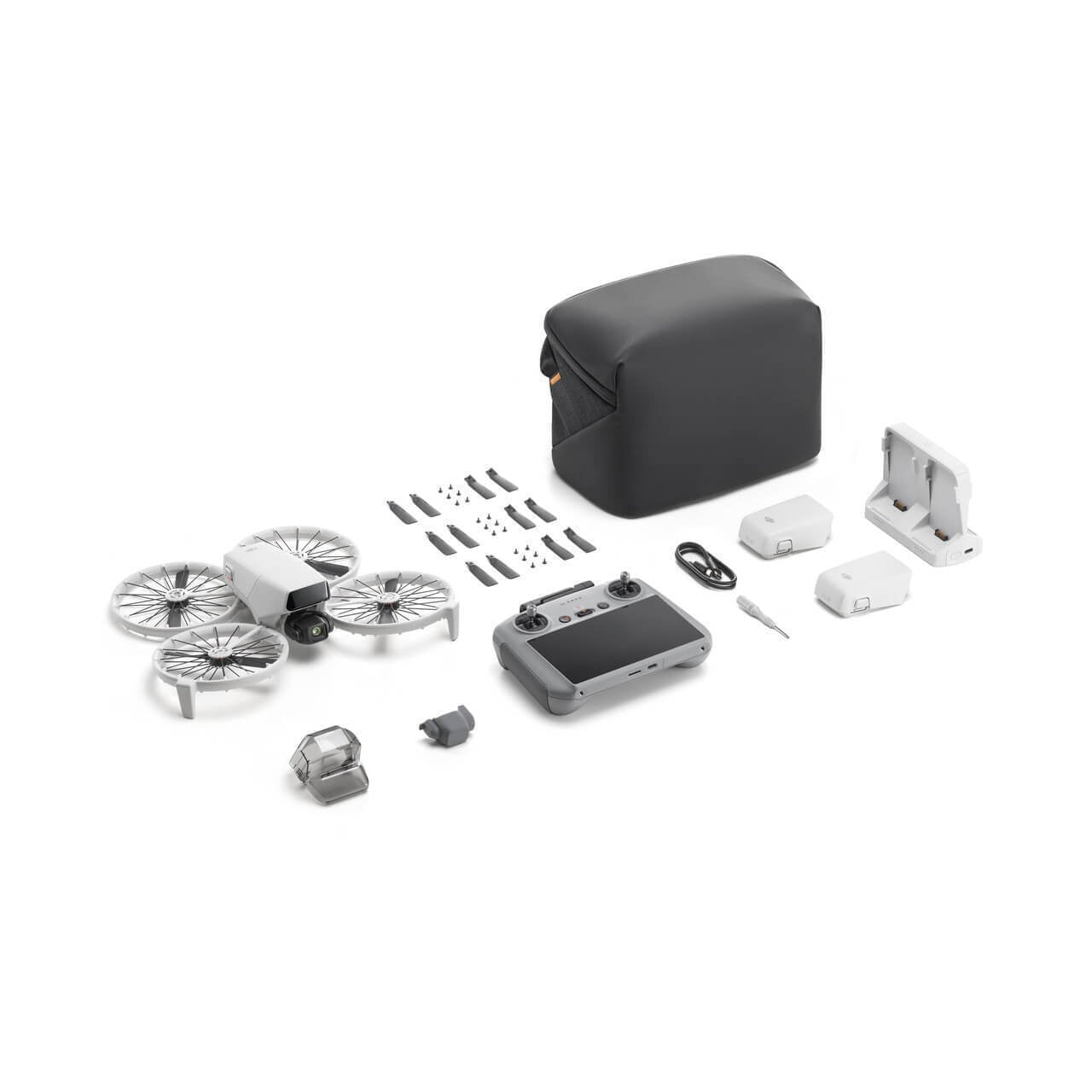 DJI Flip Fly More Combo Camera Drone with DJI RC 2, Extra Batteries, Charging Hub, and Bag (White)