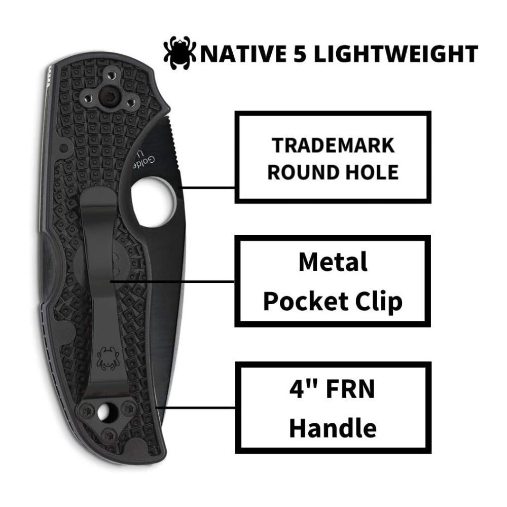 Spyderco Native 5 Full-Flat Grind, CPM S30V Stainless Steel Blade Folding Knife