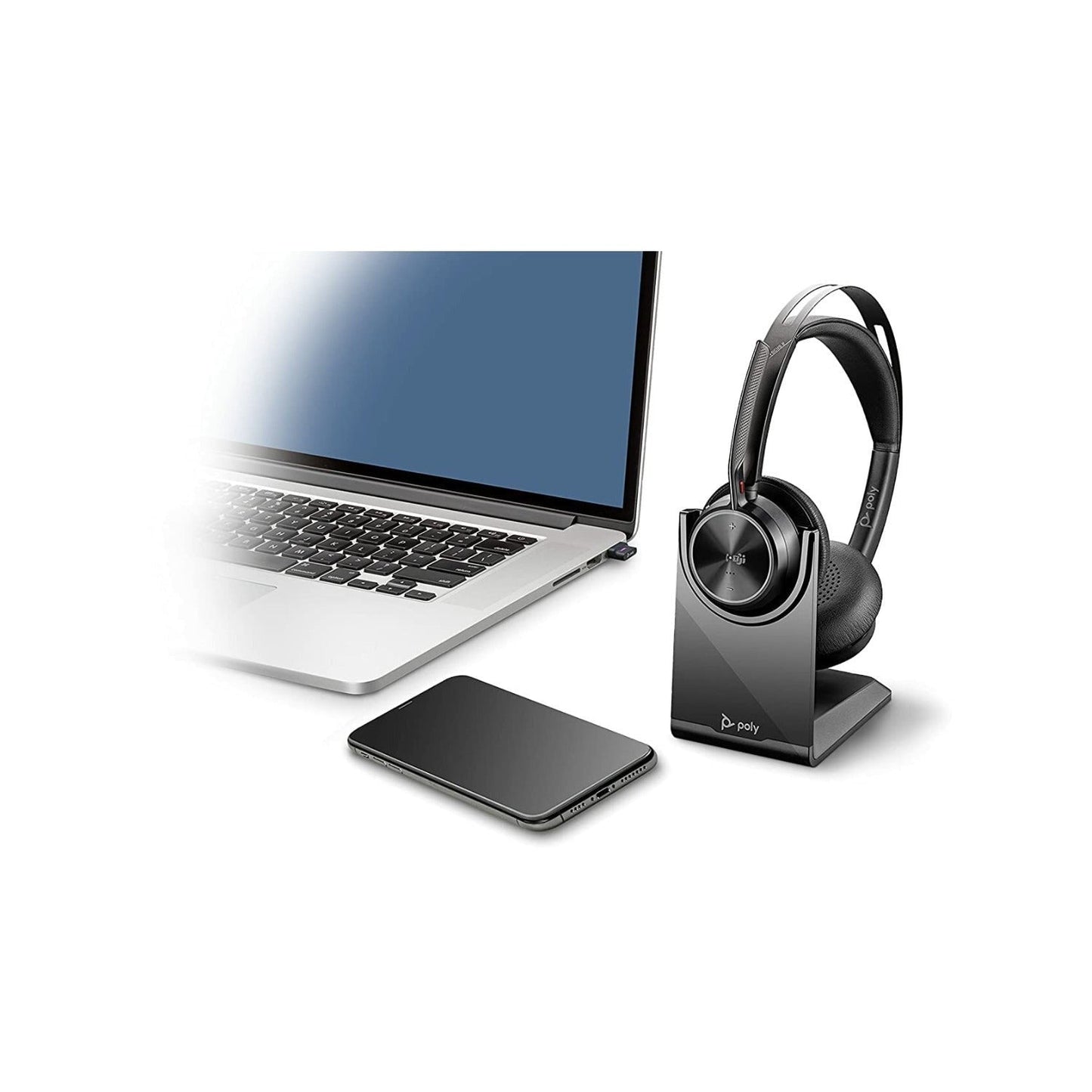 Plantronics Poly Voyager Focus 2 UC Stereo Bluetooth Headset with Stand