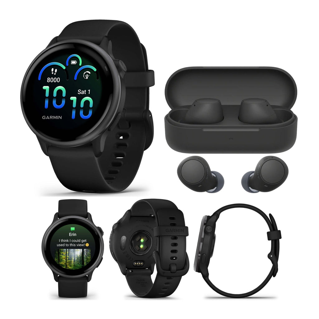 Garmin vivoactive 6 GPS Smartwatch (Slate with Black Band) with Erabuds Bundle
