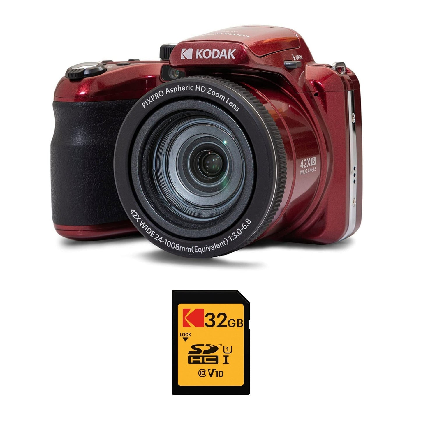 Kodak Pixpro AZ425 Astro Zoom 20MP Camera With 42x Zoom (Red) with 32GB SD