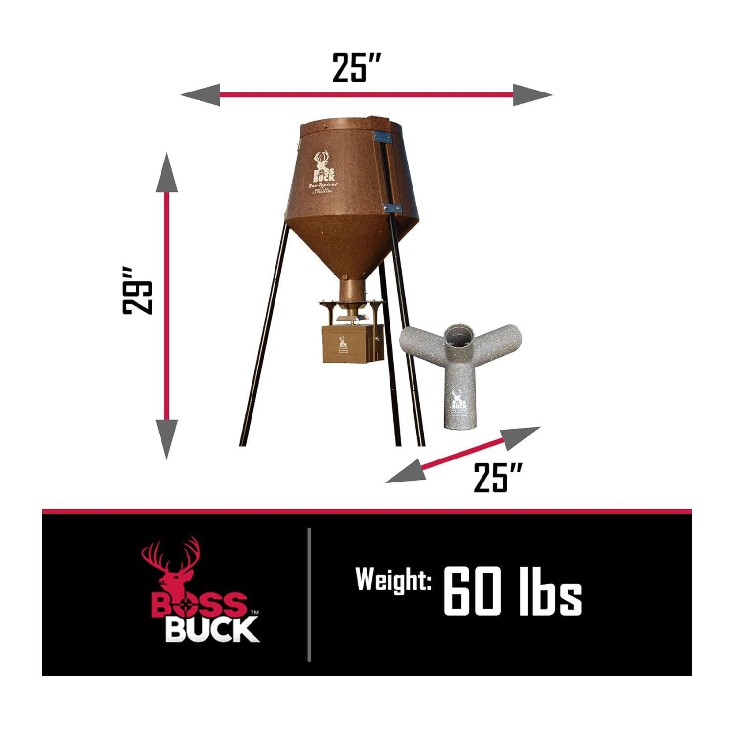 BOSS Buck 200lbs Deer Feeder Drum with Auto Feed System 2 Way Protein Head