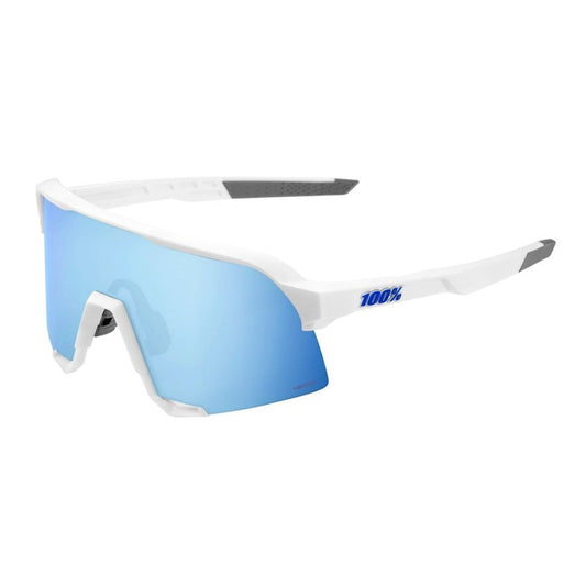 100% S3 Sunglasses Matte White HiPER Blue Lens