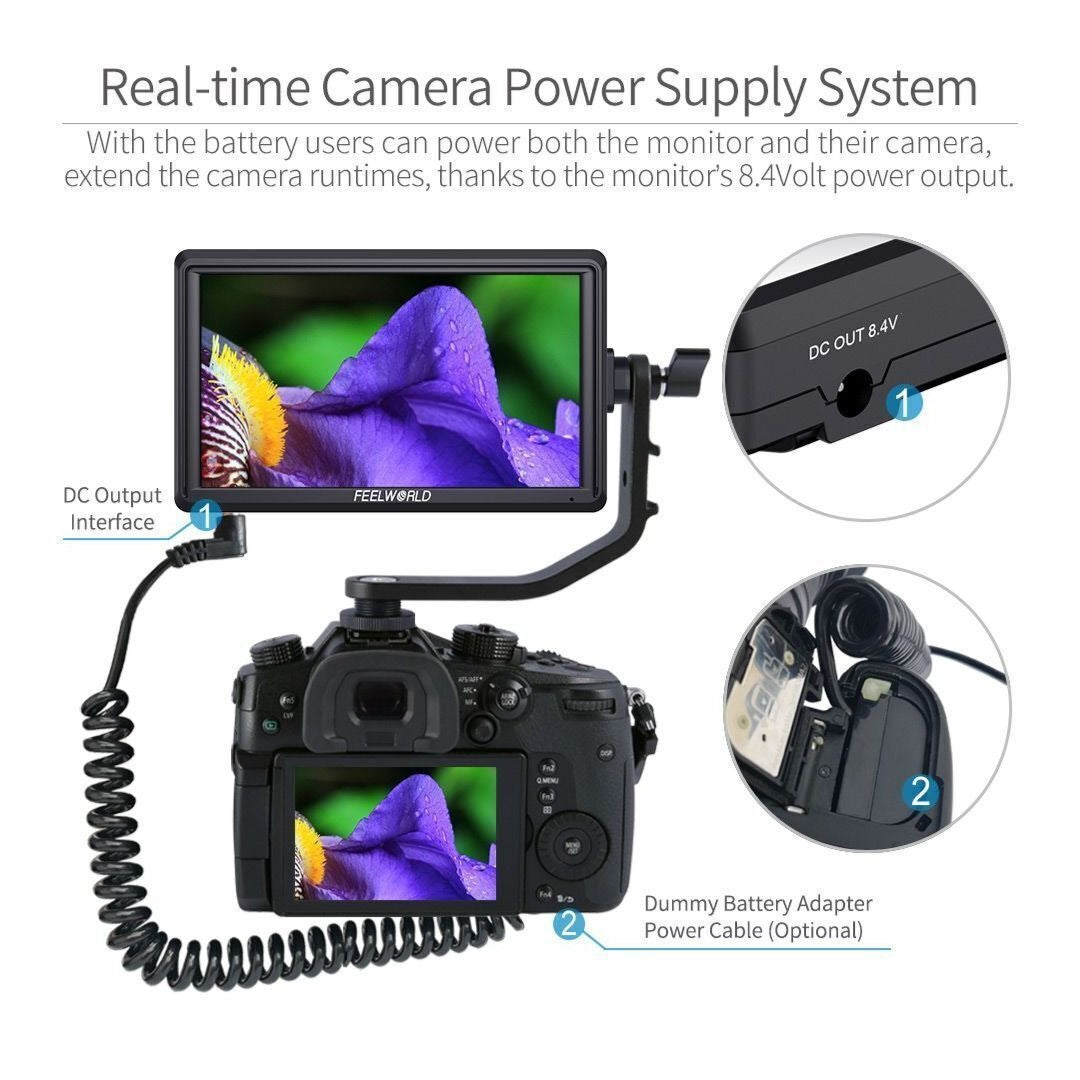 FeelWorld S55 V2 5.5-Inch Camera DSLR Field Monitor with 4K HDMI Input and Output Without Delay