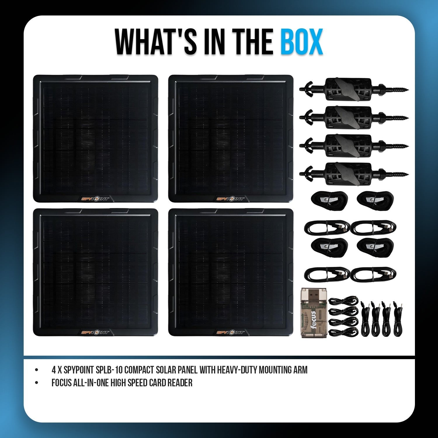 Spypoint SPLB-10 Compact Solar Panel with Heavy-Duty Mounting Arm and Card Reader Bundle