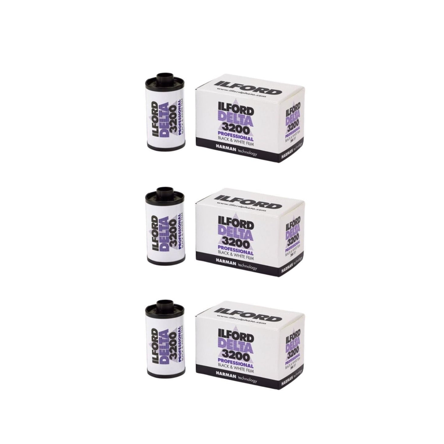 Ilford Delta 3200 Professional Black and White Print Film 35 mm, 36 Exposures (Pack of 3)