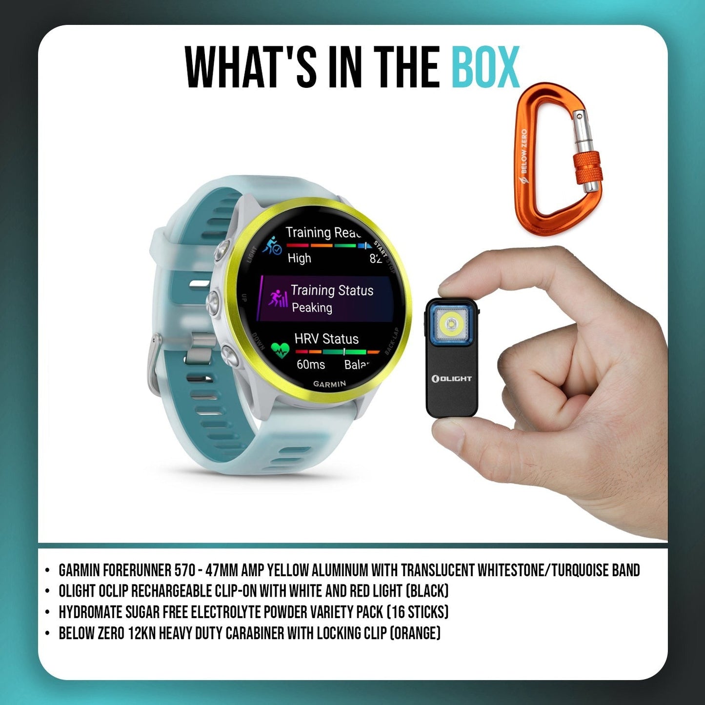 Garmin Forerunner 570 GPS Running Smartwatch (Turquoise) Outdoor Bundle