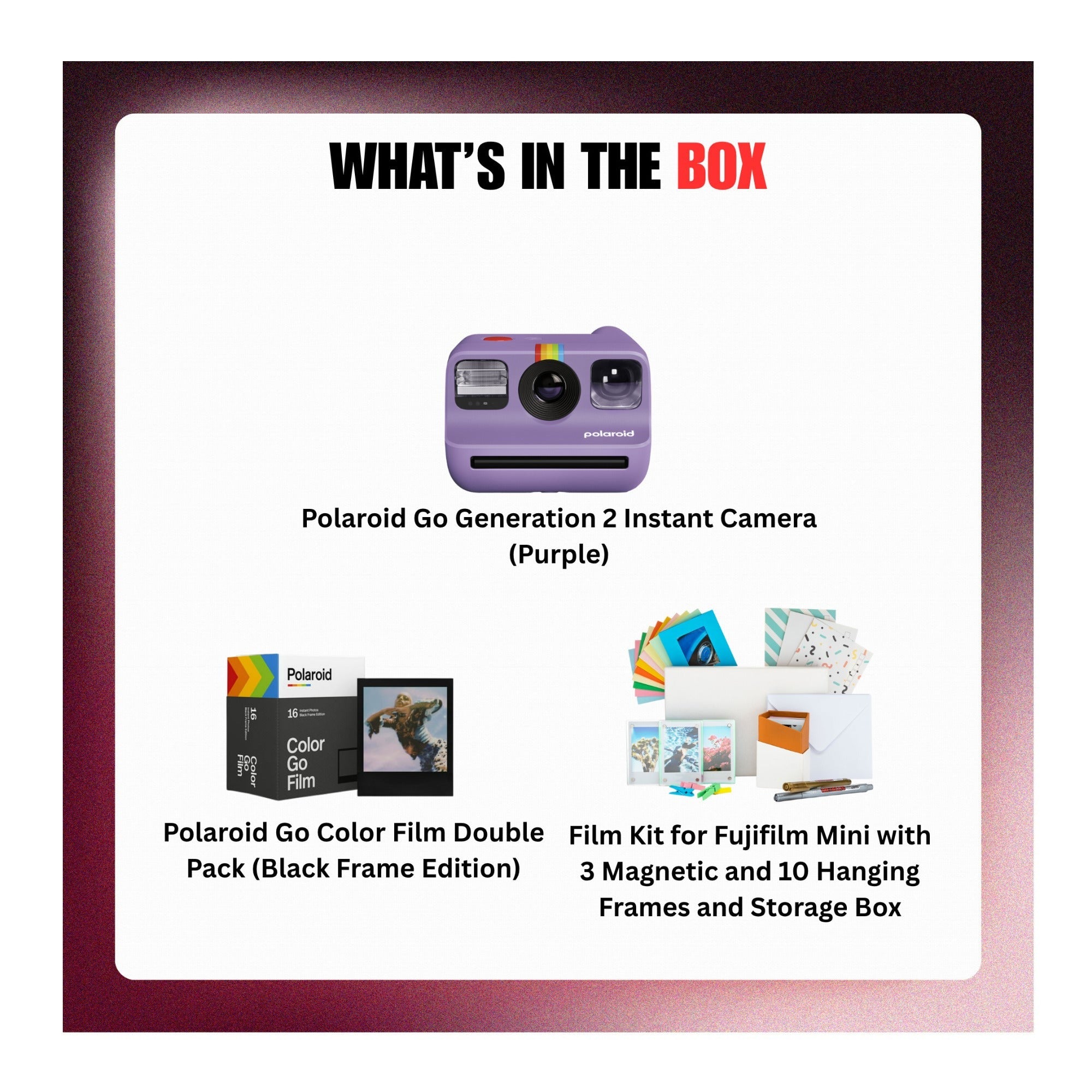 Polaroid Go Generation 2 Instant Camera with Self-Timer (Purple) Bundle
