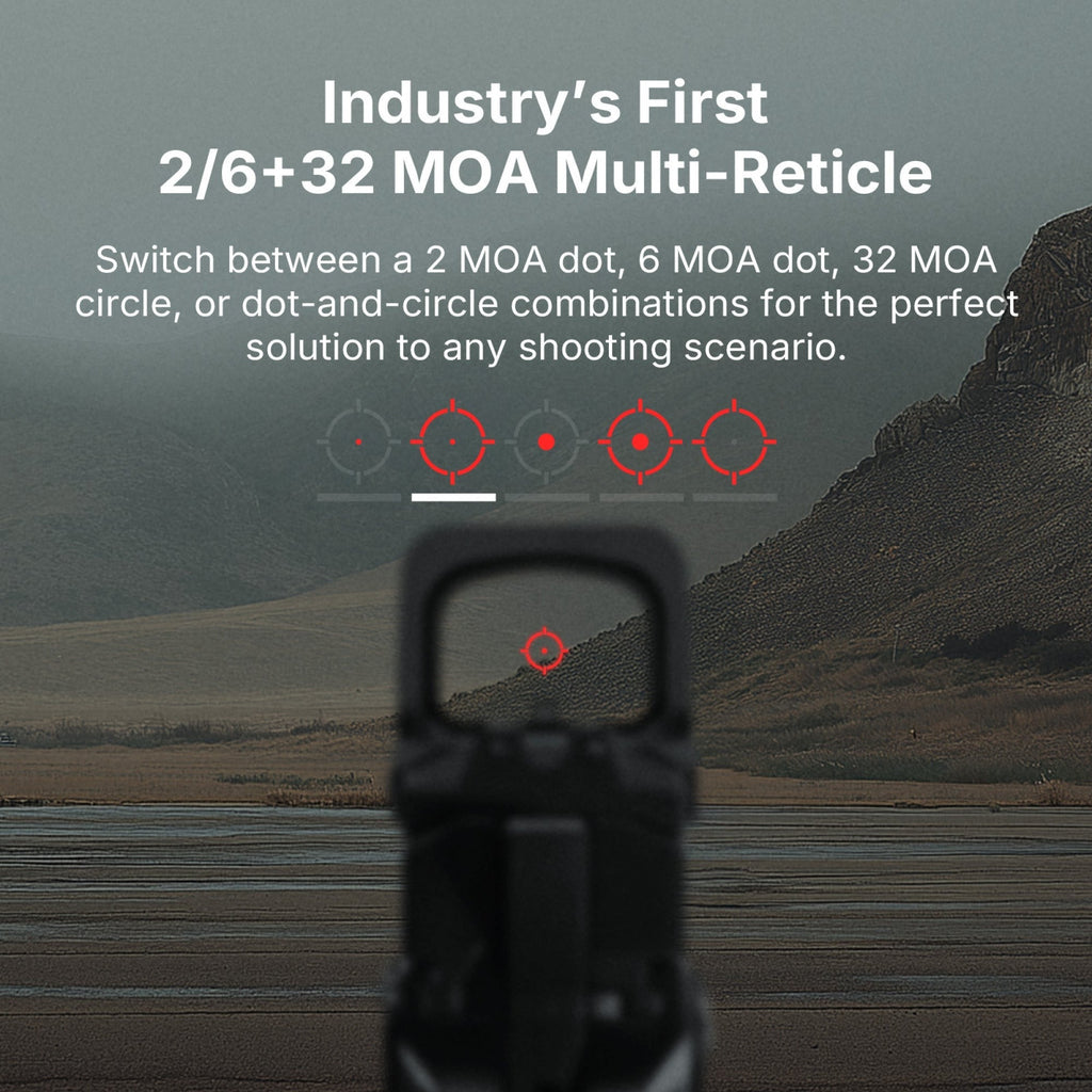 OSIGHT XR Enclosed Red Dot Sight with 2/6 + 32 MOA Multi-Reticle System