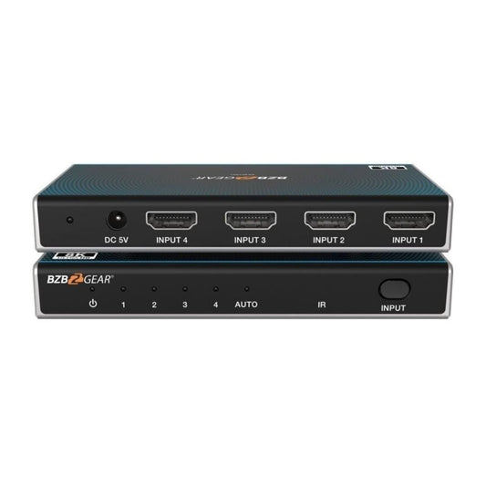 BZBGEAR 4x1 8K60 UHD Ultra-Slim HDMI 2.1 Switcher with EDID Management and Built-In Equalizer