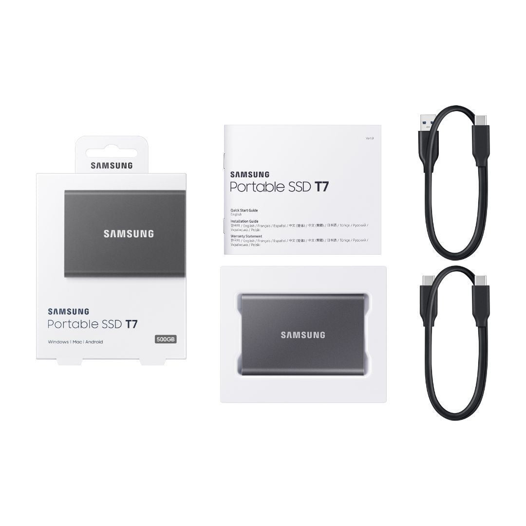 Samsung T7 USB 3.2 2TB Portable External Solid State Drive with Up To 1050 MBPS Read Speed (Gray)