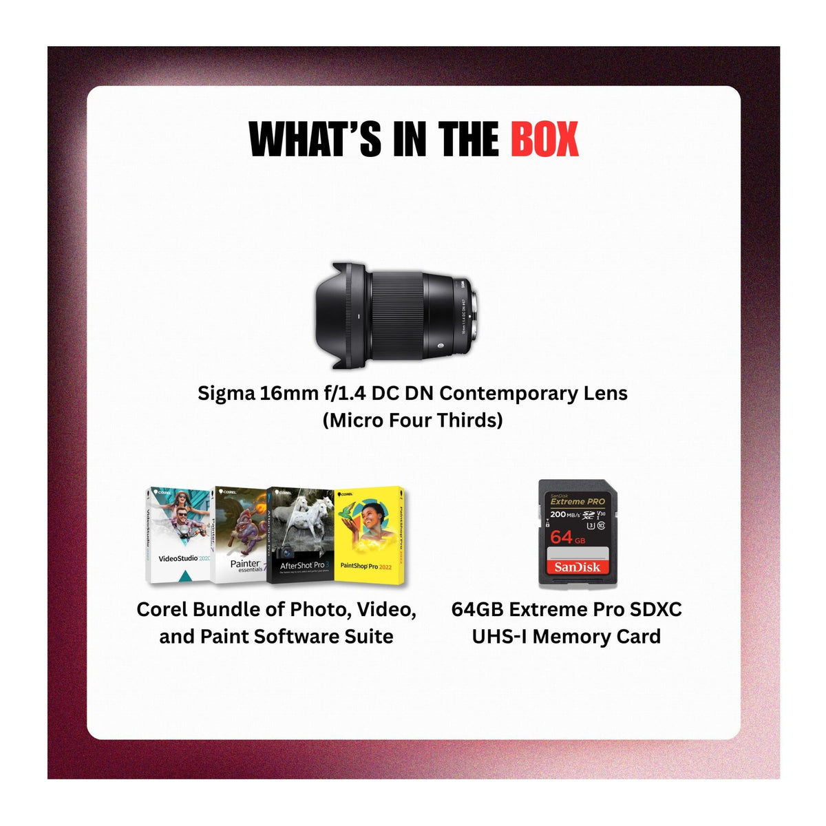 Sigma 16mm f/1.4 DC DN Contemporary Multilayer Coating Lens (Canon EF-M) Bundle