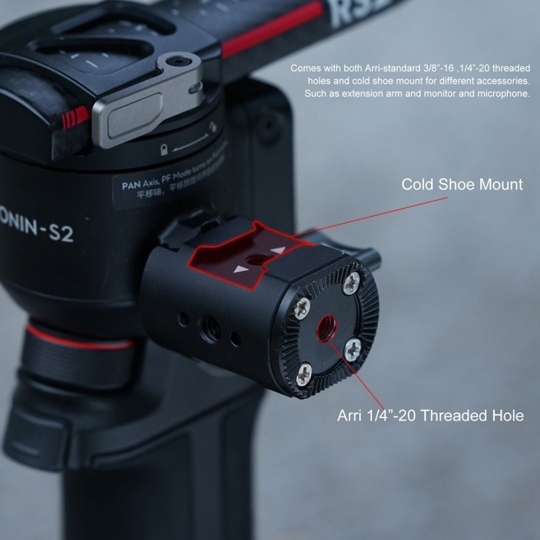 Tilta Right-Side NATO Rail to Rosette Adapter with Cold Shoe Receiver for DJI Gimbal (Black)