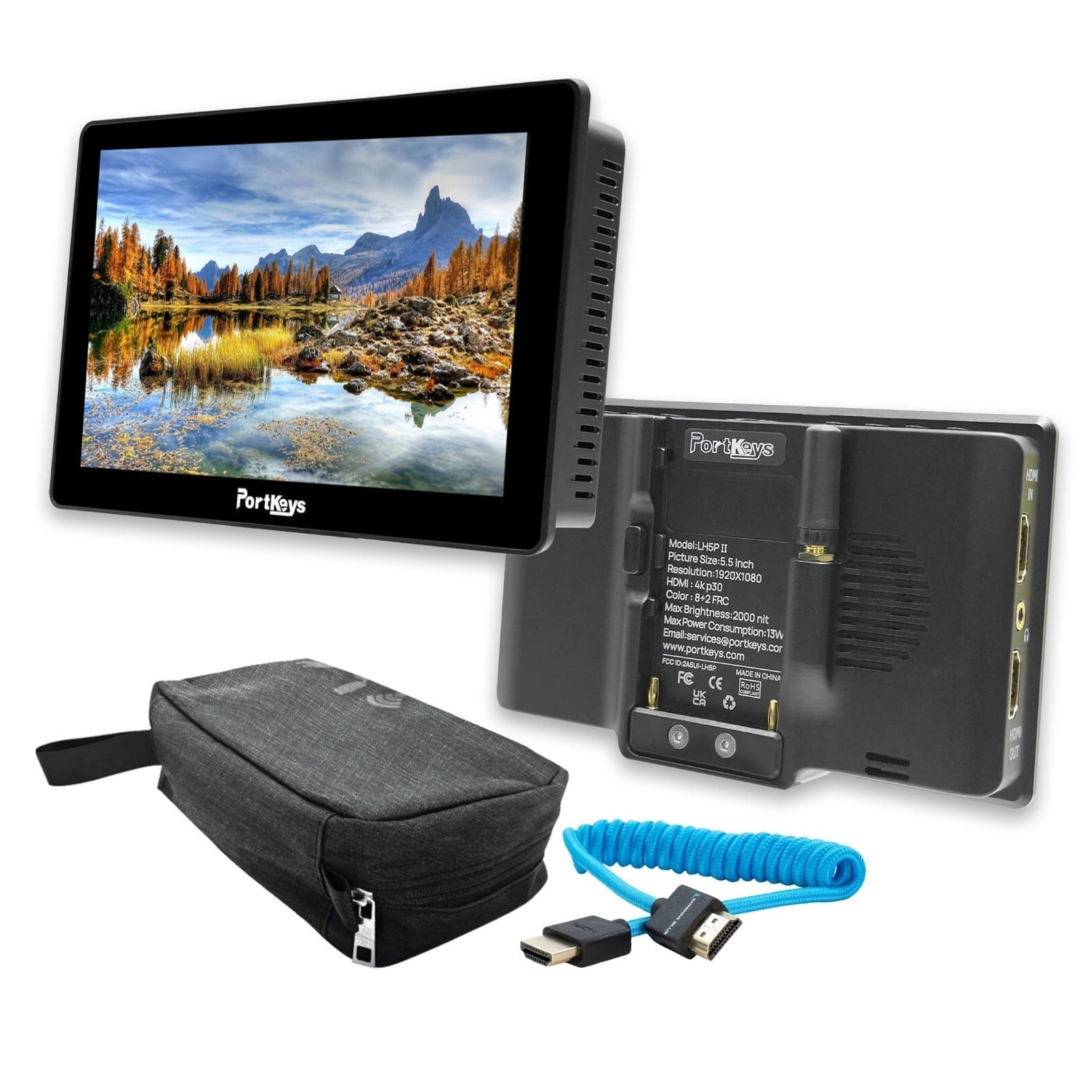 PORTKEYS LH5P II 5.5-Inch Touchscreen Monitor Bundle with HDMI Cable and Case