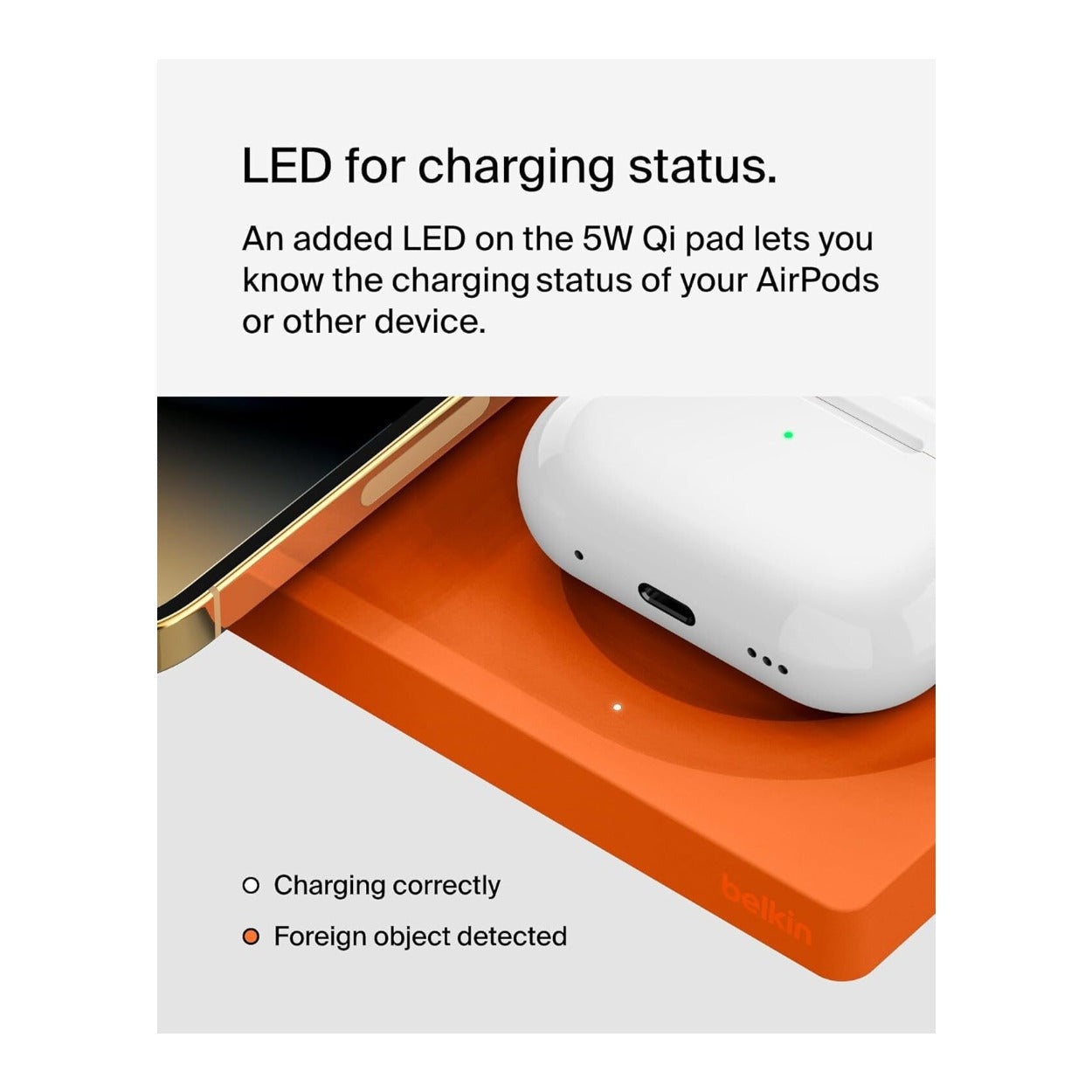 Belkin 2-in-1 MagSafe Wireless Charging Pad with Qi2 15W (Orange)