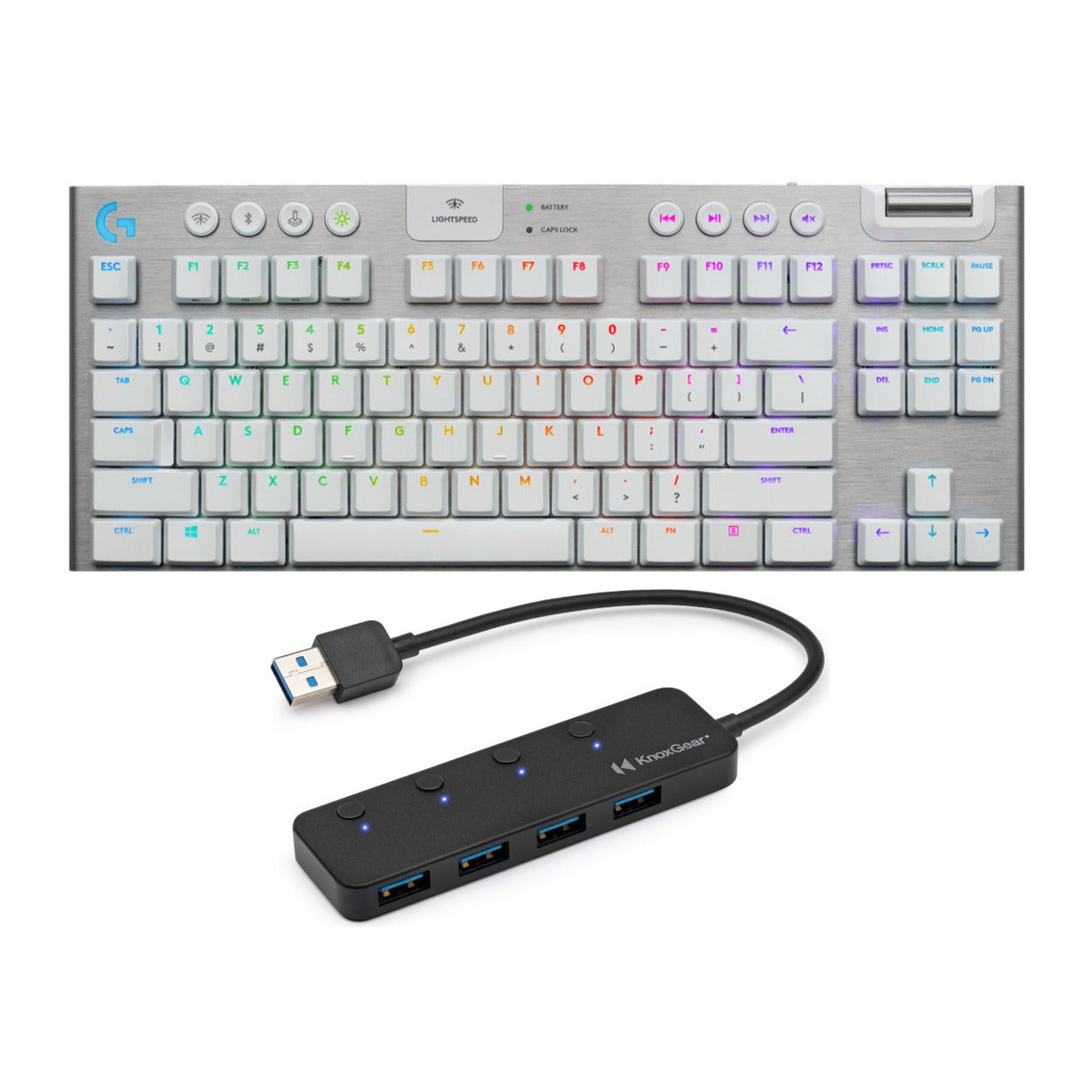 Logitech G915 TKL Tenkeyless Lightspeed Wireless RGB Mechanical Gaming Keyboard and USB 3.0 Hub