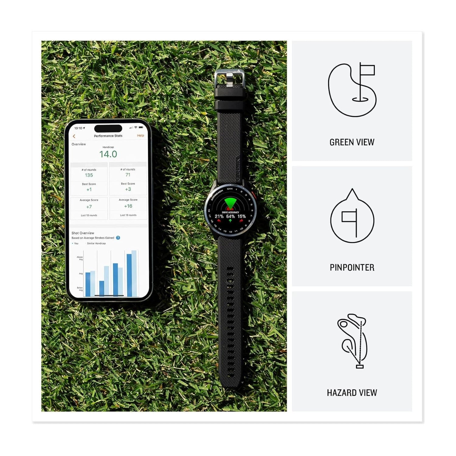 Garmin Approach S44 GPS Golf Smartwatch (Silver Bezel/Twilight Band) Bundle with T710 Earbuds