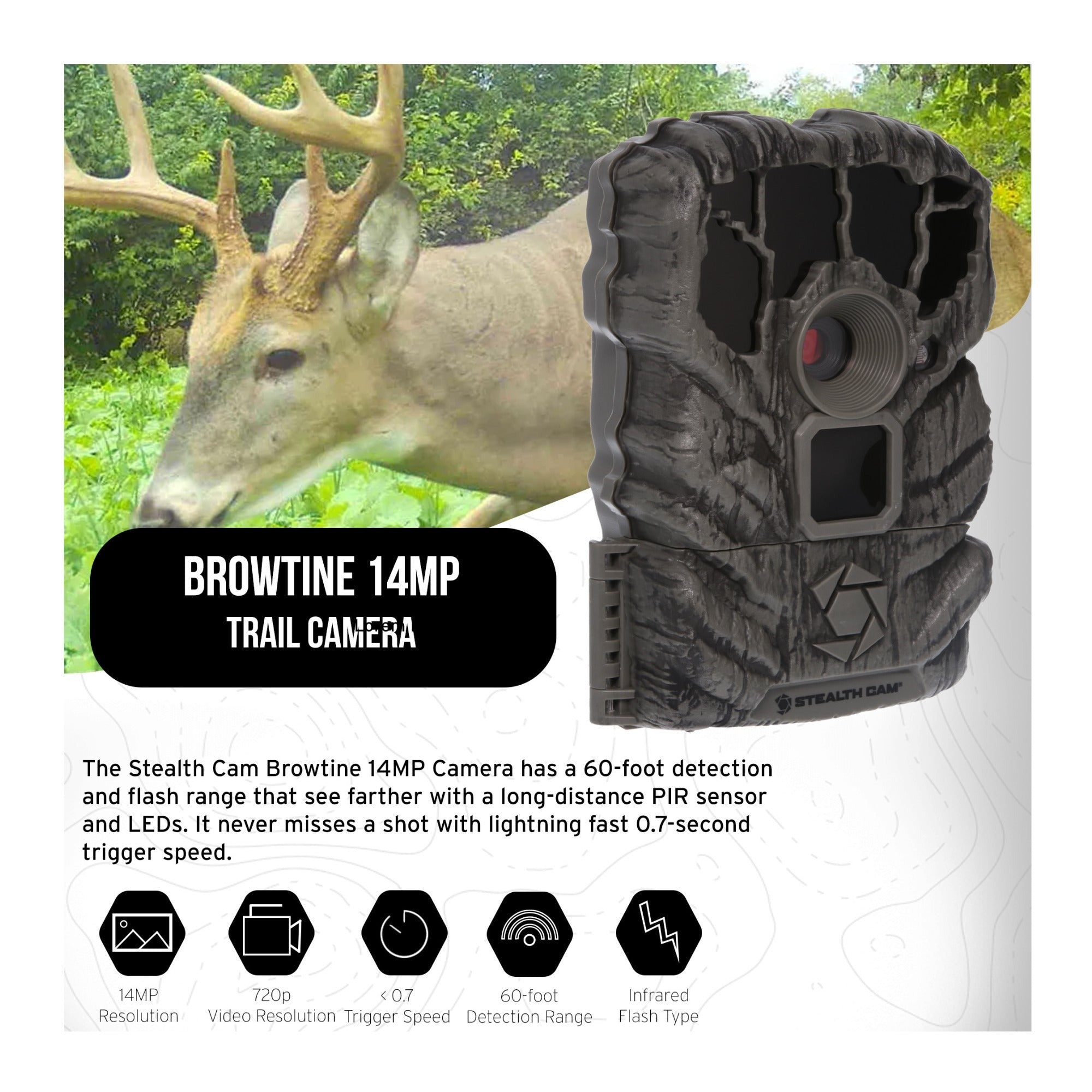 Stealth Cam Browtine 14MP Camera (9-Pack) with Trail Camera Holders Bundle