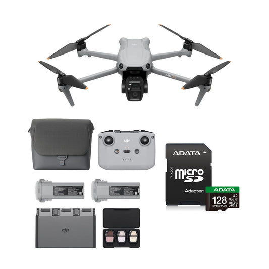 DJI Air 3S Dual Camera Drone Fly More Combo with 128GB microSDXC UHS I Class 10 A2 V30 Memory Card