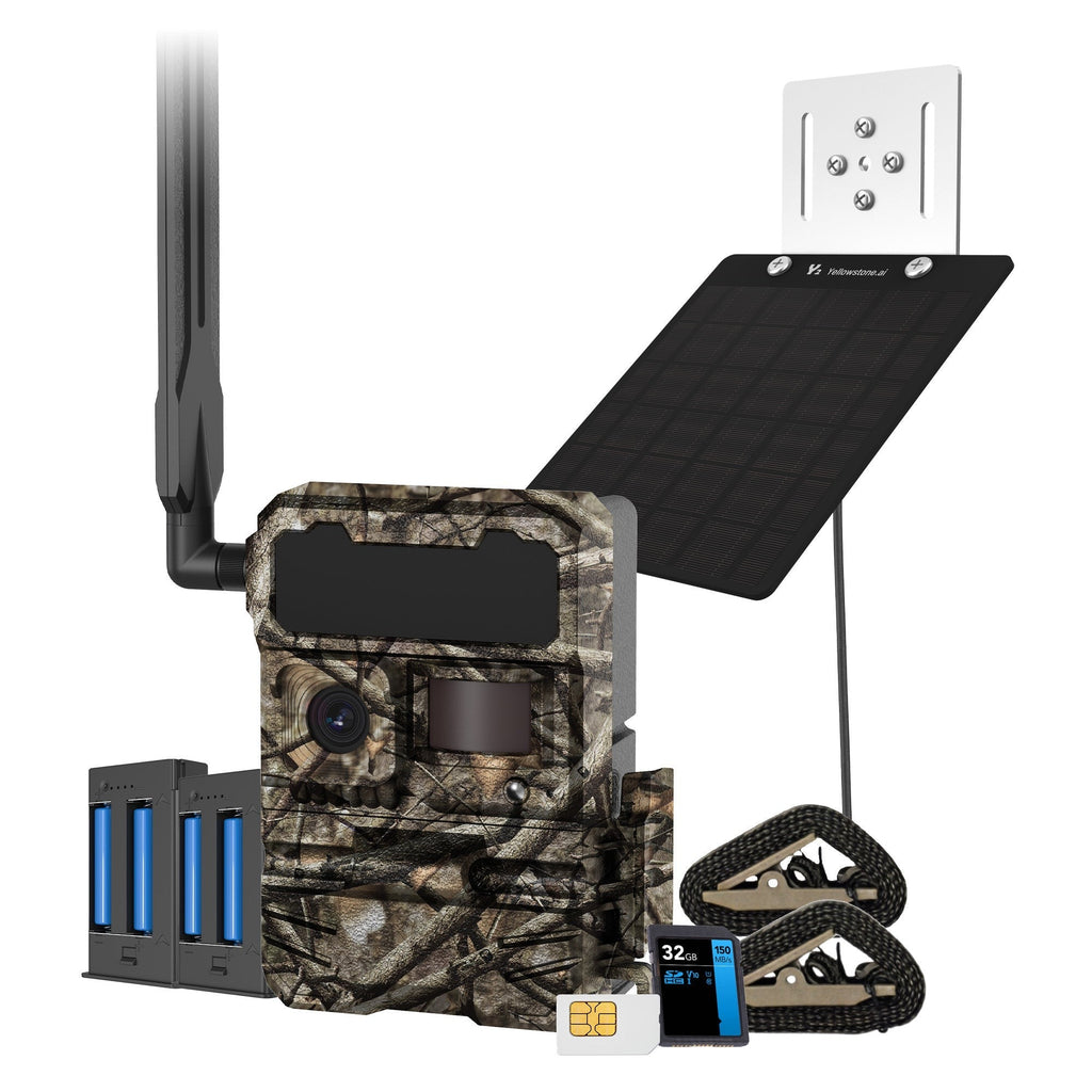 Yellowstone Y2 4G-LTE Trail Camera Bundle with Solar Panel and Accessories