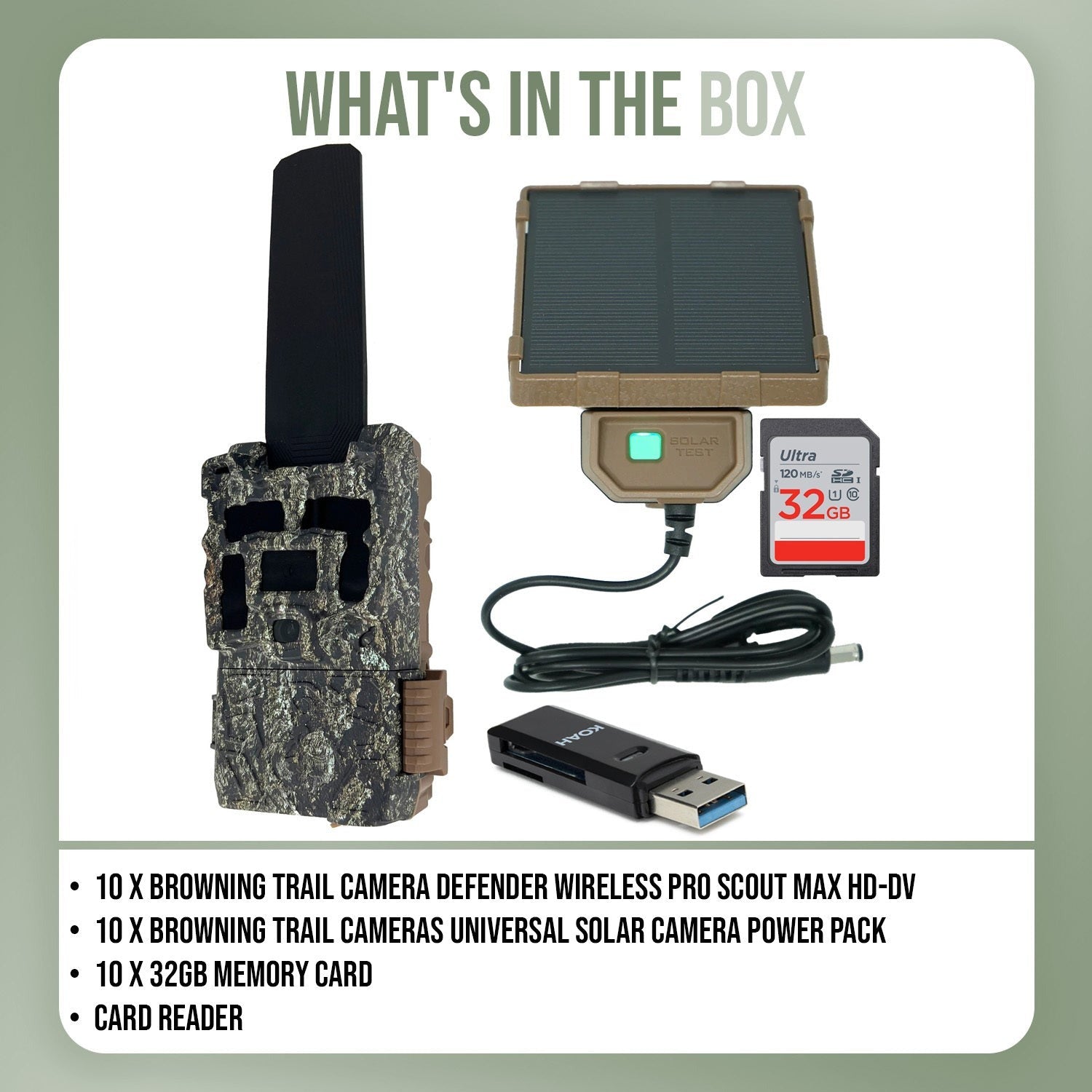 Browning Trail Camera Defender Wireless Pro Scout Max HD-DV (10-Pack) Bundle