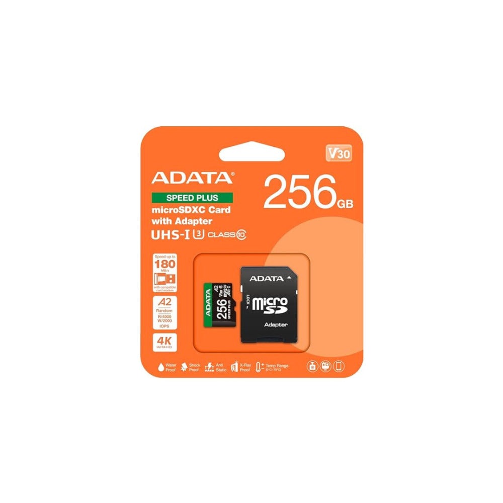 ADATA Speed Plus 256GB microSDXC Card with Adapter Fast Read Up to 180MB/s