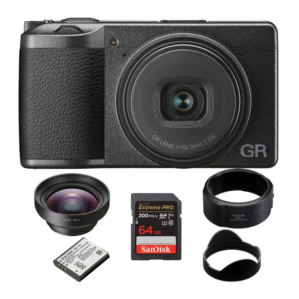 Ricoh GR III Premium Compact Digital Camera with GW-4 Wide Conversion Lens and Lens Adapter Bundle