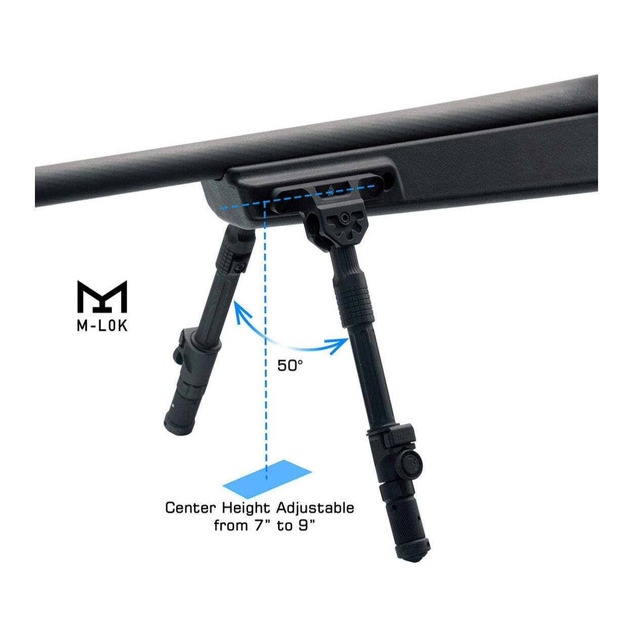 UTG Recon Flex II Matte Black Bipod for M LOK Handguards with Foldable Design