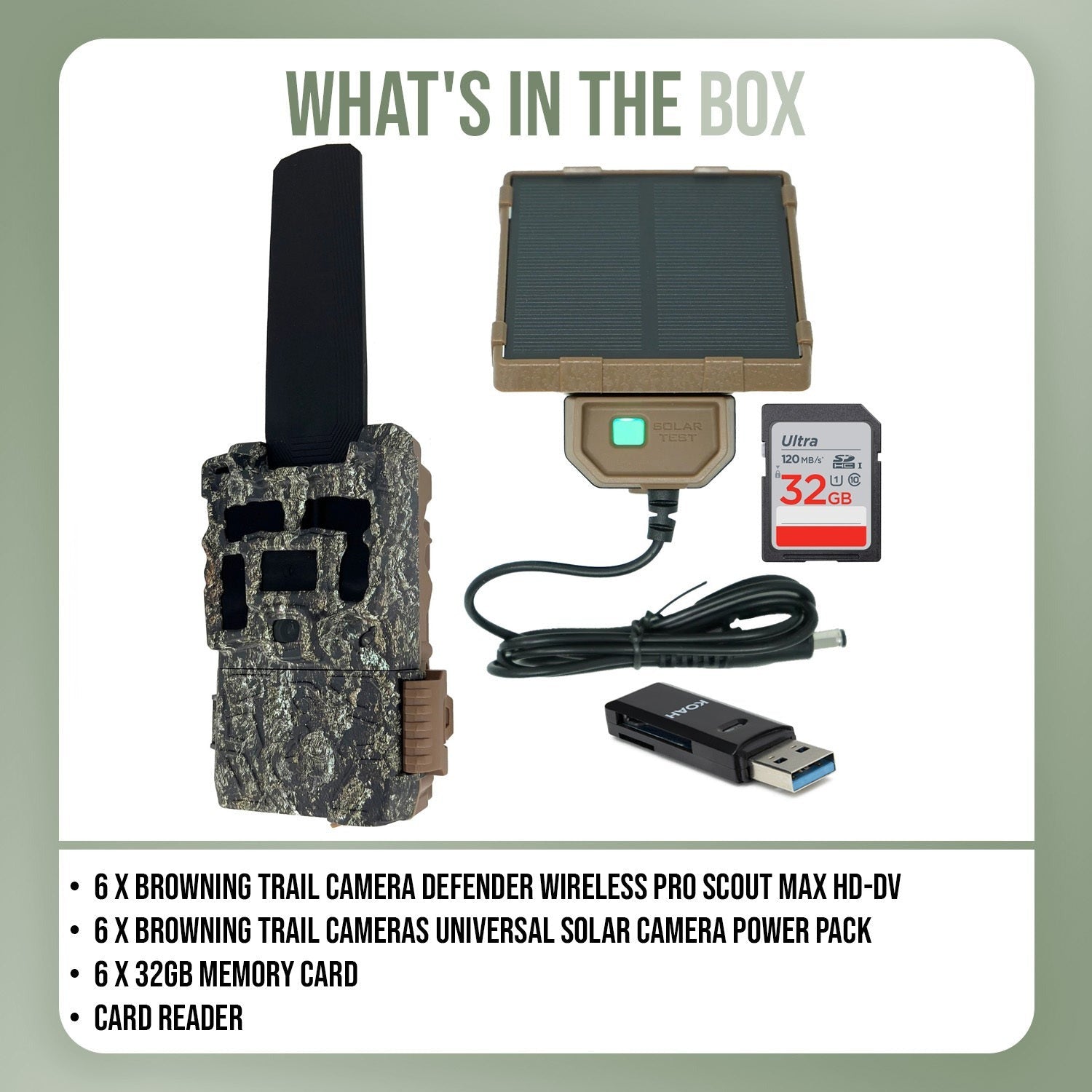 Browning Trail Camera Defender Wireless Pro Scout Max HD-DV (6-Pack) Bundle
