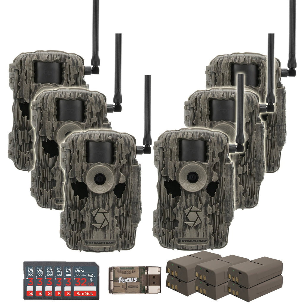Stealth Cam 36MP Fusion Max Cellular Trail Camera 6-Pack with Fieldmax Lithium 6-Pack Bundle