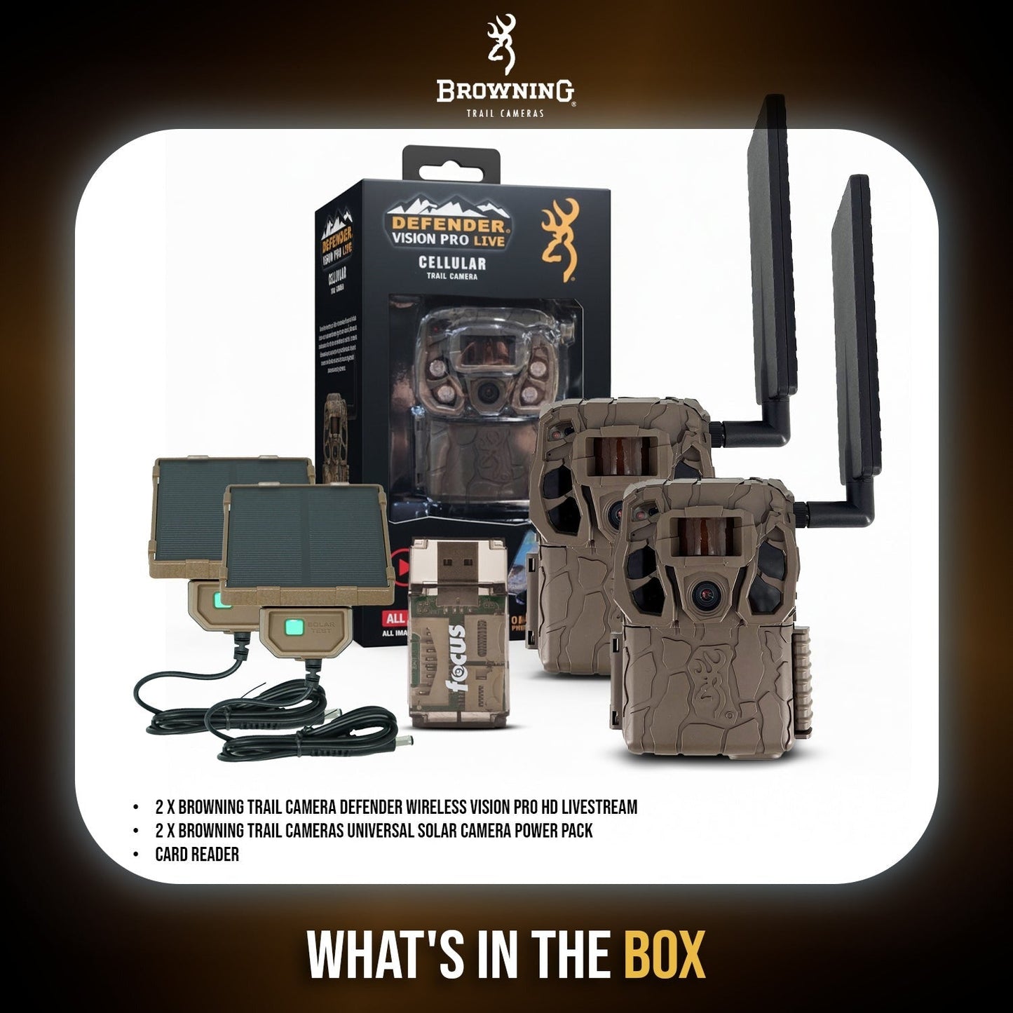 Browning Defender Wireless Vision Pro HD Livestream Trail Camera (2-Pack) Bundle