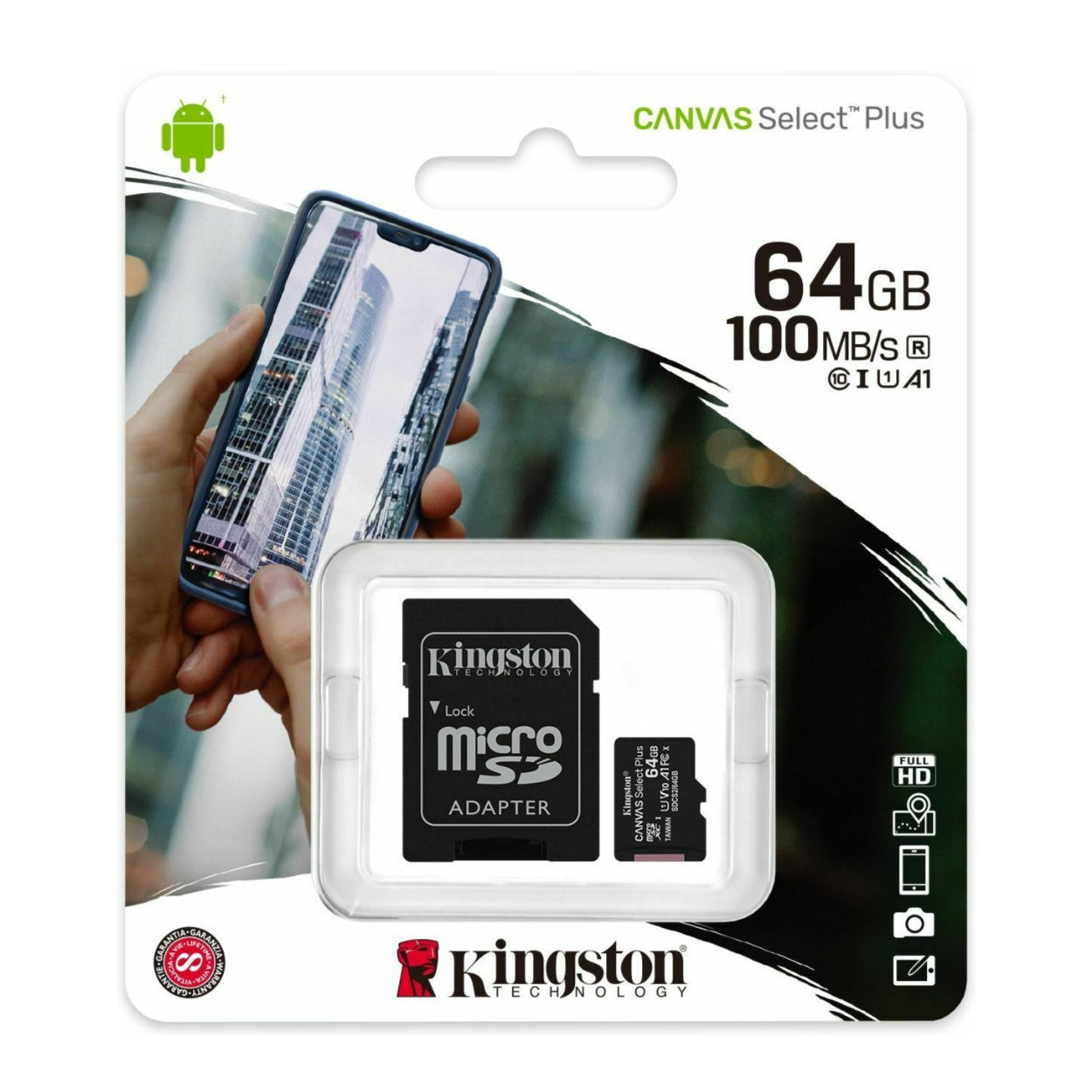 Kingston Canvas Select Plus 64GB UHS-I microSDXC Memory Card with SD Adapter