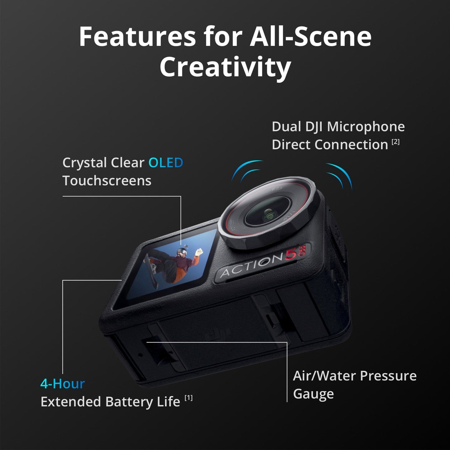 DJI Osmo Action 5 Pro Adventure Combo with 4 Photo Softwares, 50-in-1 Accessory Set Bundle