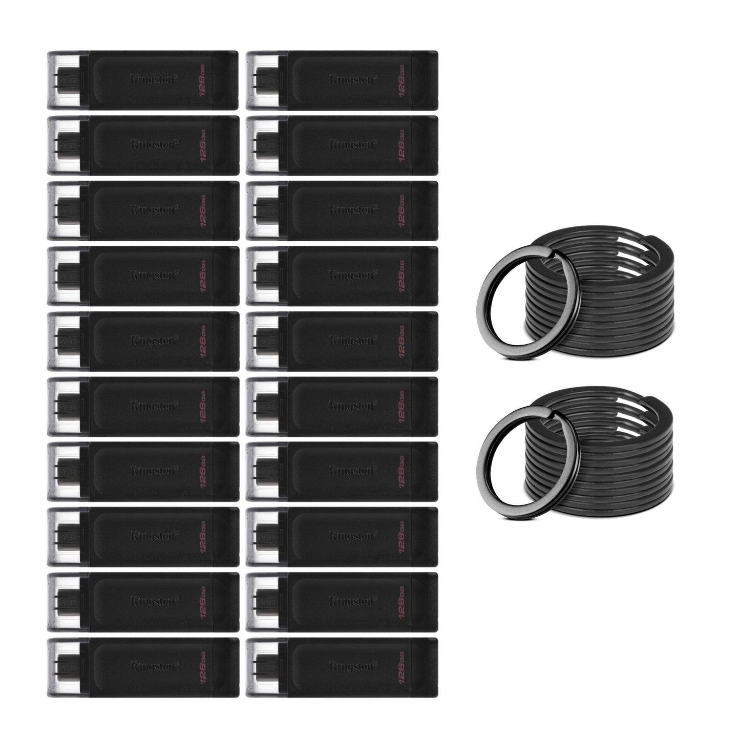 Kingston DataTraveler 70 USB 3.2 Flash Drive with Lightweight Design (128GB, Black, 20-Pack) Bundle
