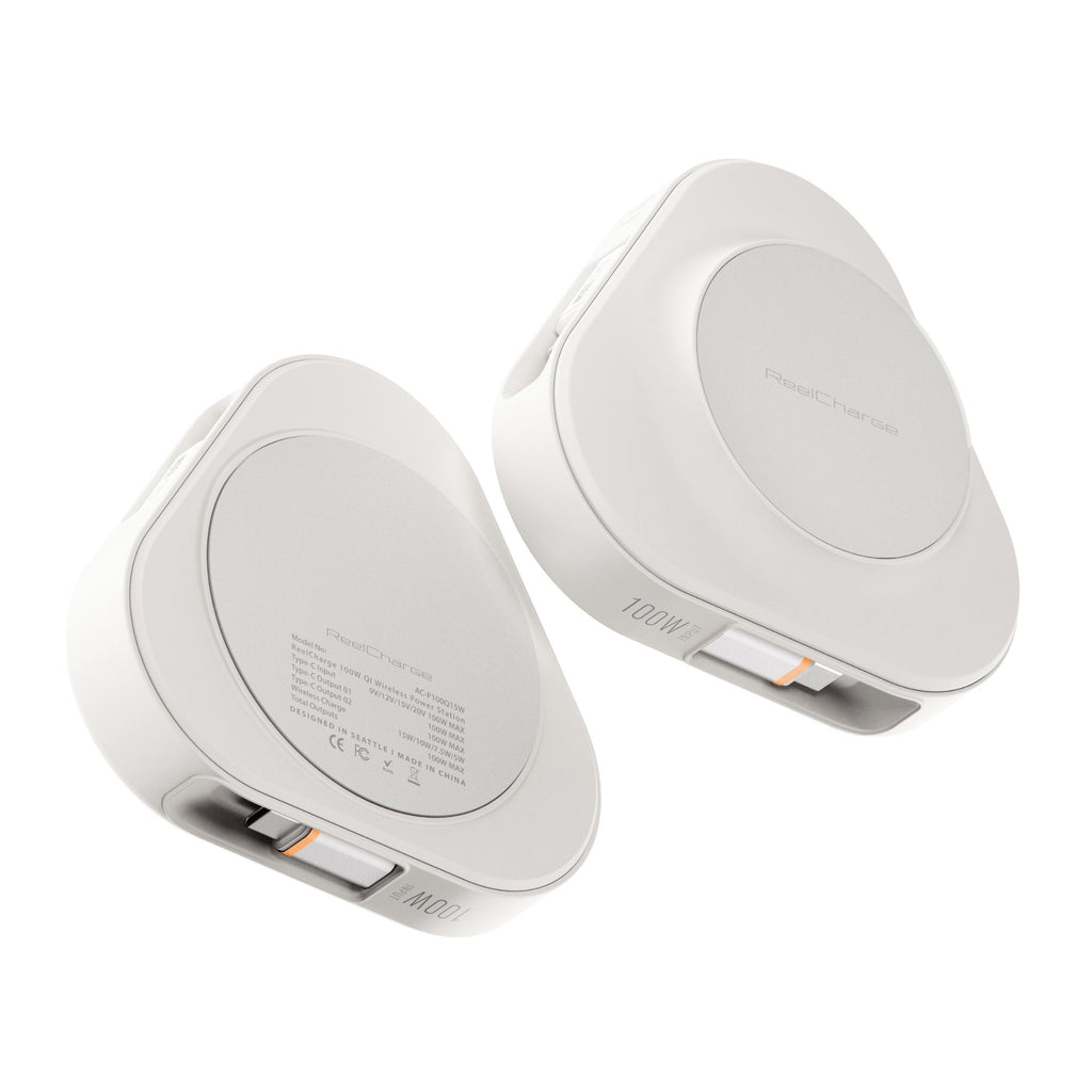 ReelCharge - Veratek 3-in-1 100W Powerstation with 15W Wireless Charging (White)