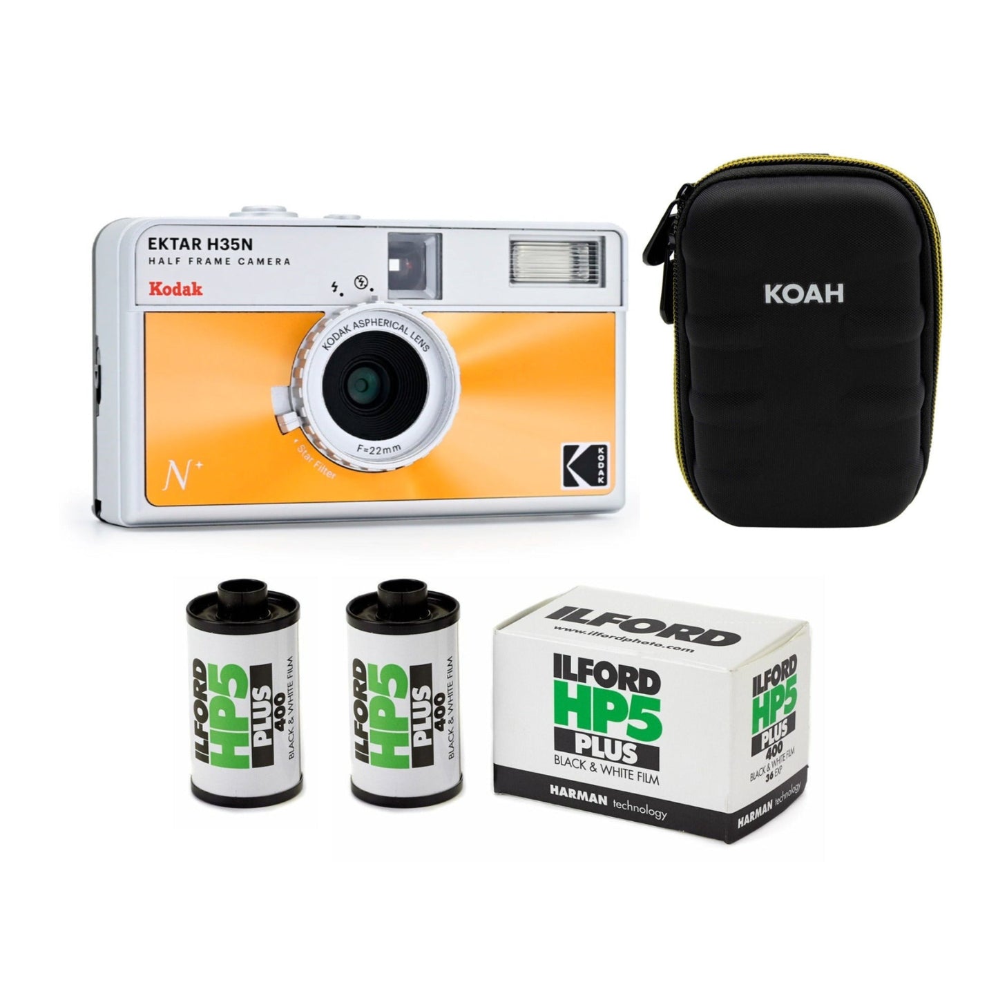 Kodak Ektar H35N 35mm Half Frame Film Camera with Star Filter (Glazed Orange) with Film Roll Bundle