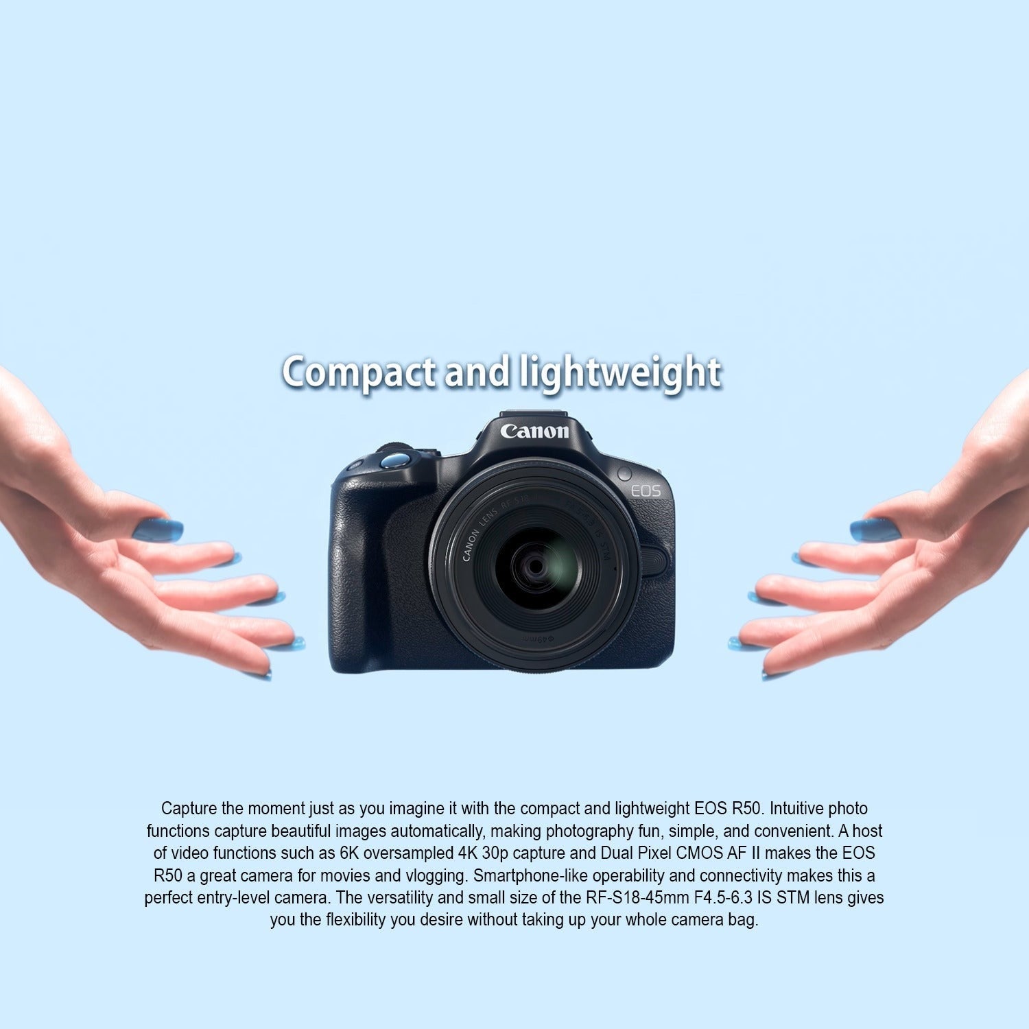 Canon EOS R50 Mirrorless Camera with 18-45mm Lens Bundle